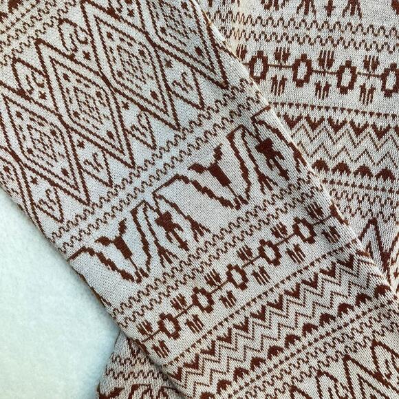 KAVU Fair Isle Sweater Mini Dress Brown/Tan Size XXS Side Button Accents - Picture 5 of 13